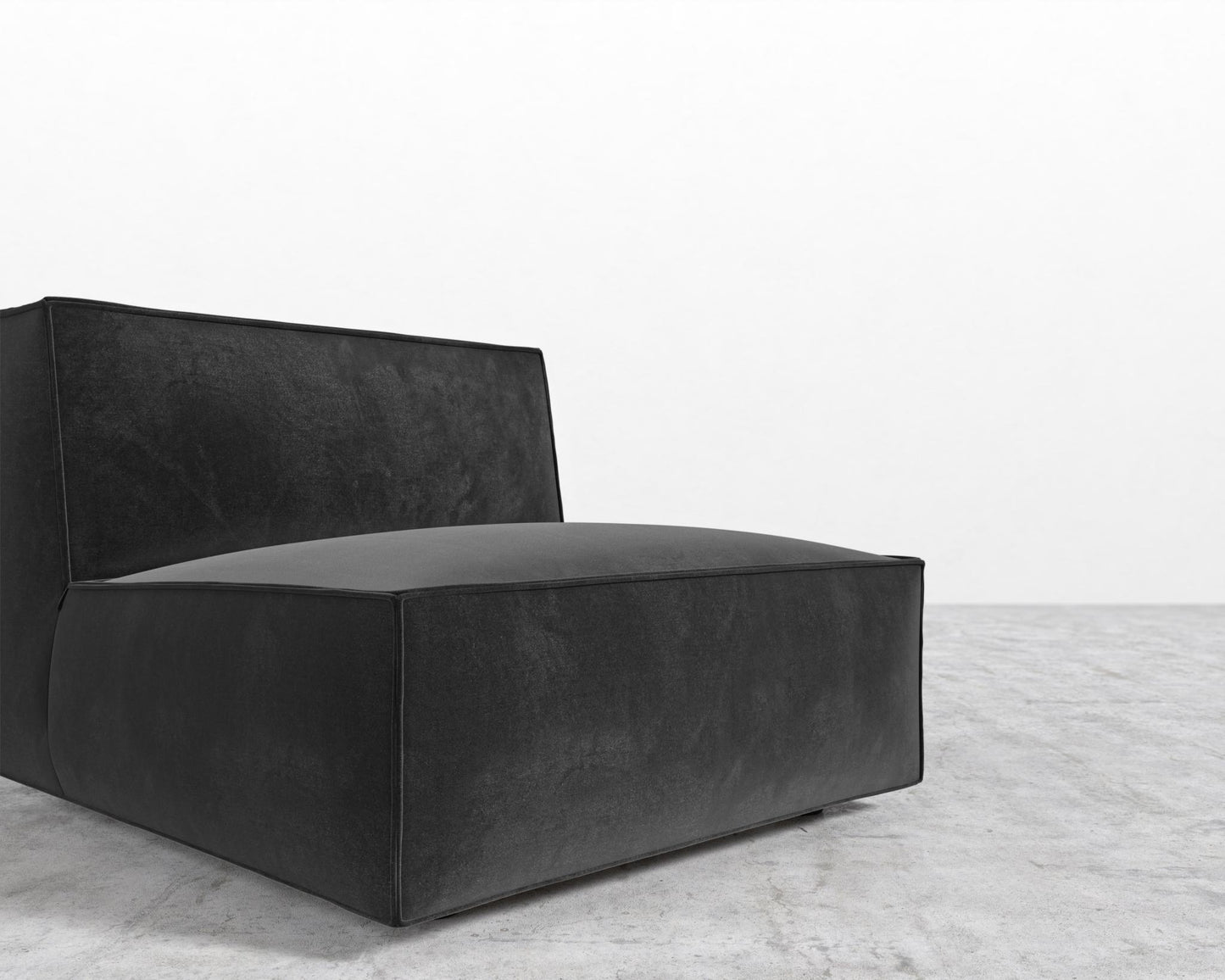 Porter Armless - Black Feet, Plush Velvet - Black