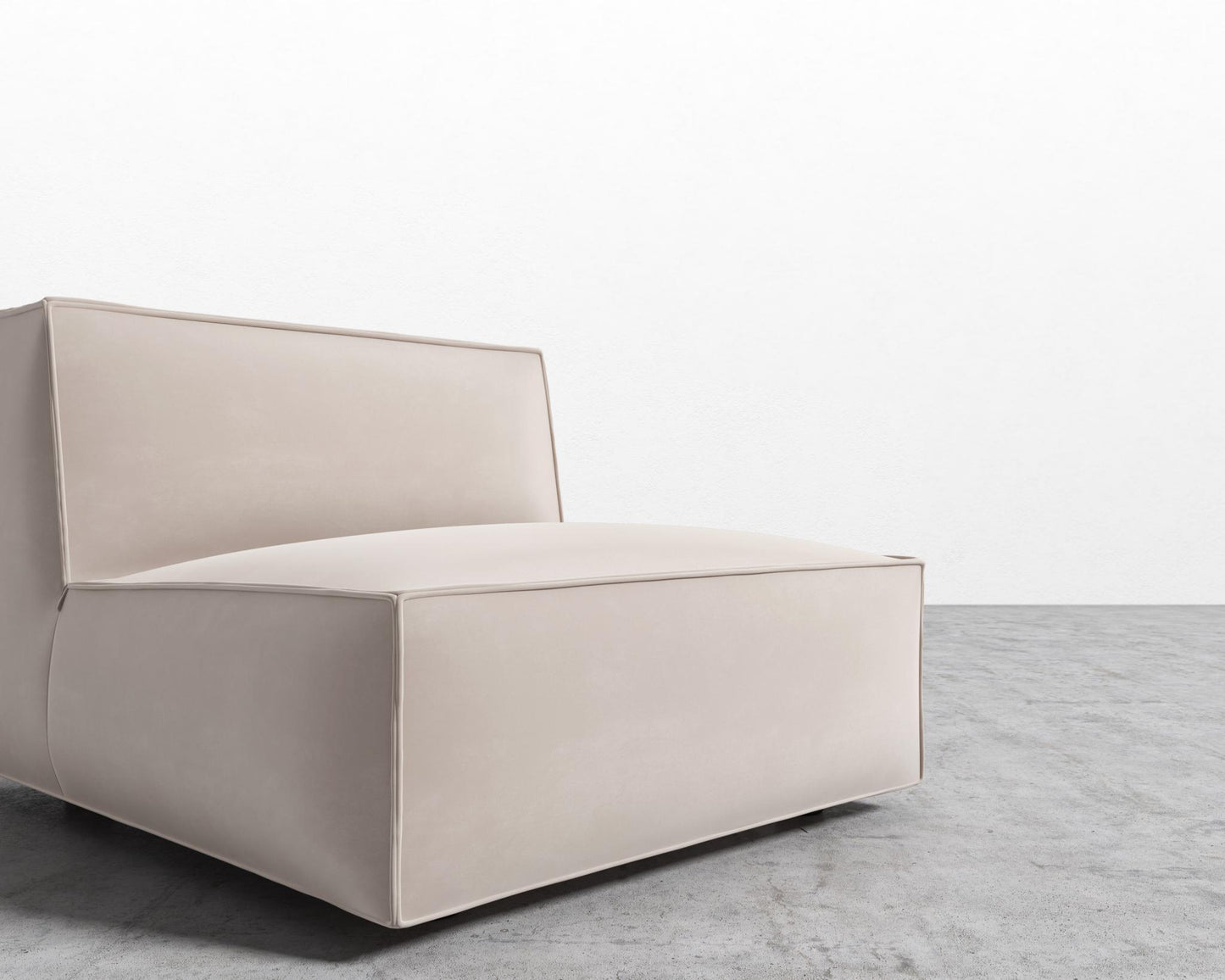 Porter Armless - Black Feet, Plush Velvet - Blush