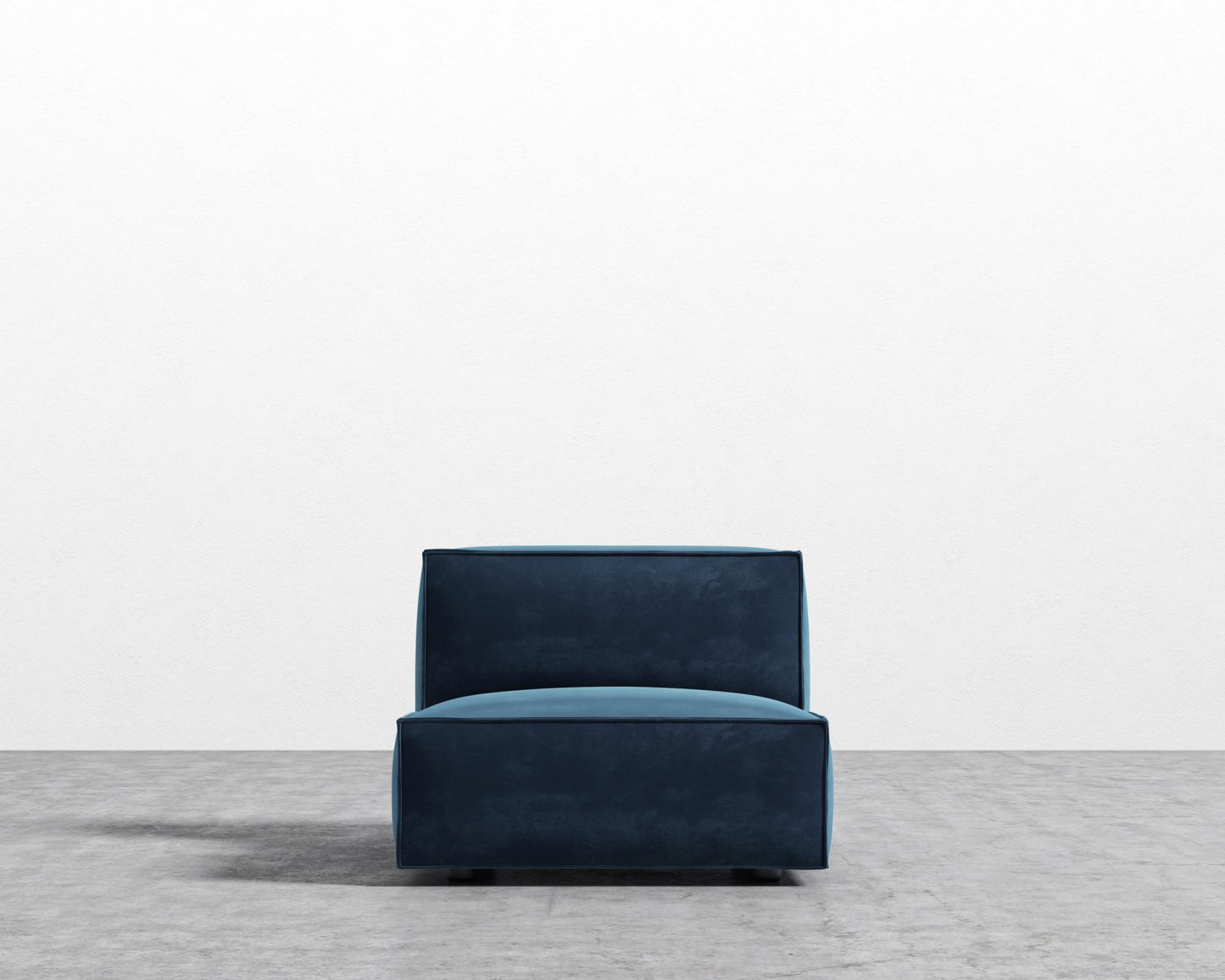 Porter Armless - Black Feet, Plush Velvet - Cobalt