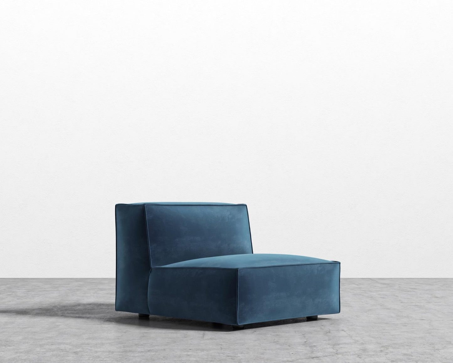 Porter Armless - Black Feet, Plush Velvet - Cobalt