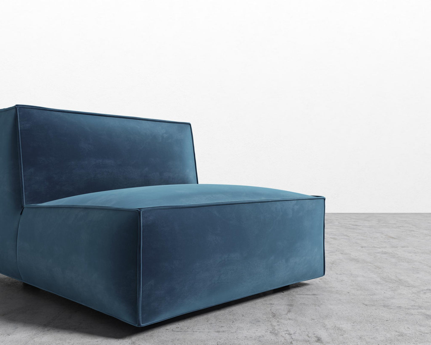 Porter Armless - Black Feet, Plush Velvet - Cobalt