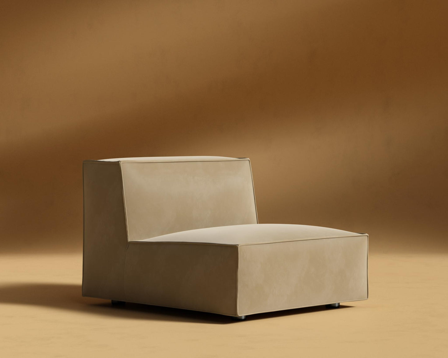 Porter Armless - Black Feet, Plush Velvet - Dune