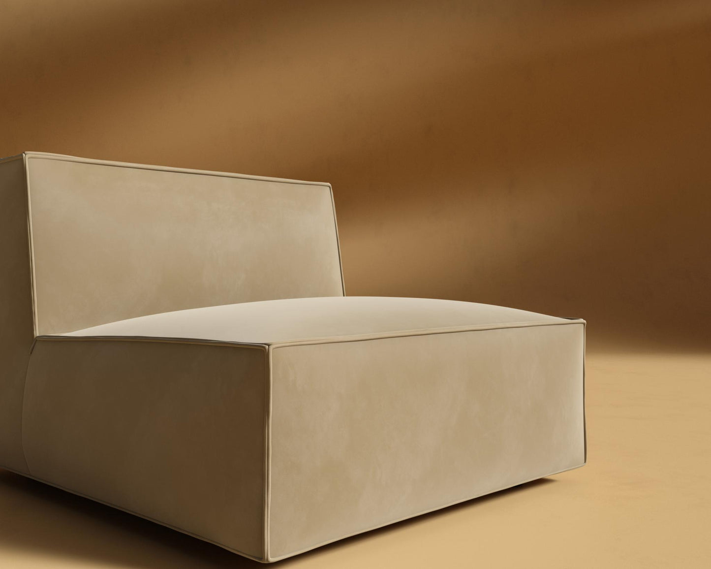 Porter Armless - Black Feet, Plush Velvet - Dune