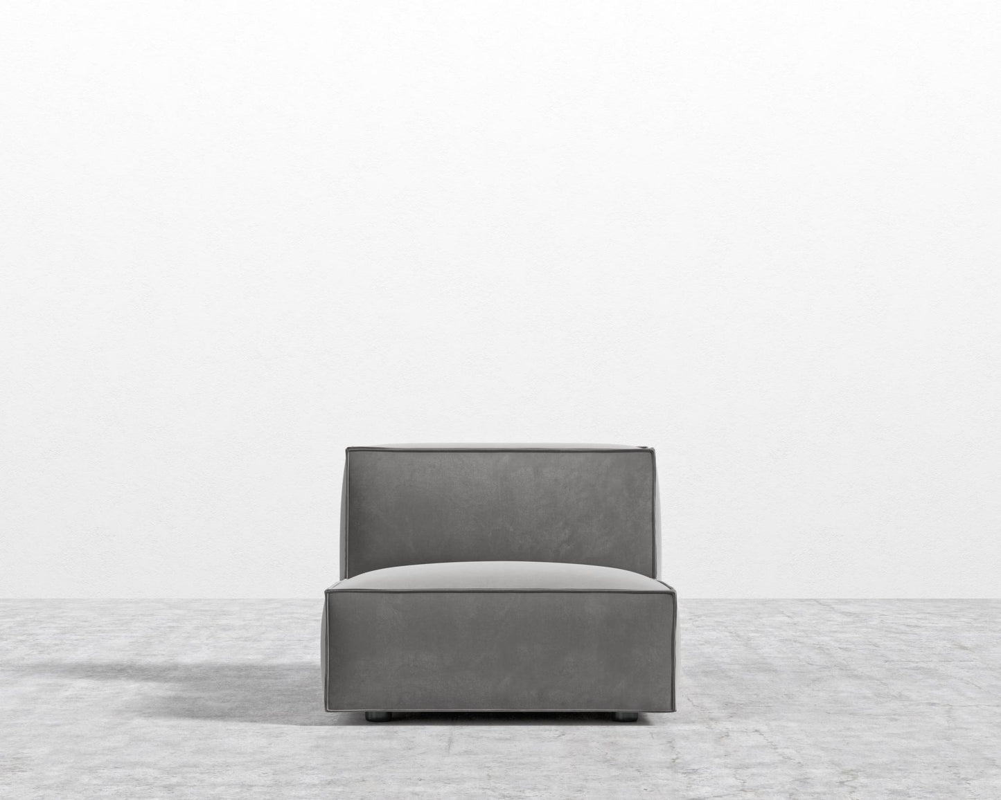 Porter Armless - Black Feet, Plush Velvet - Glacier Grey