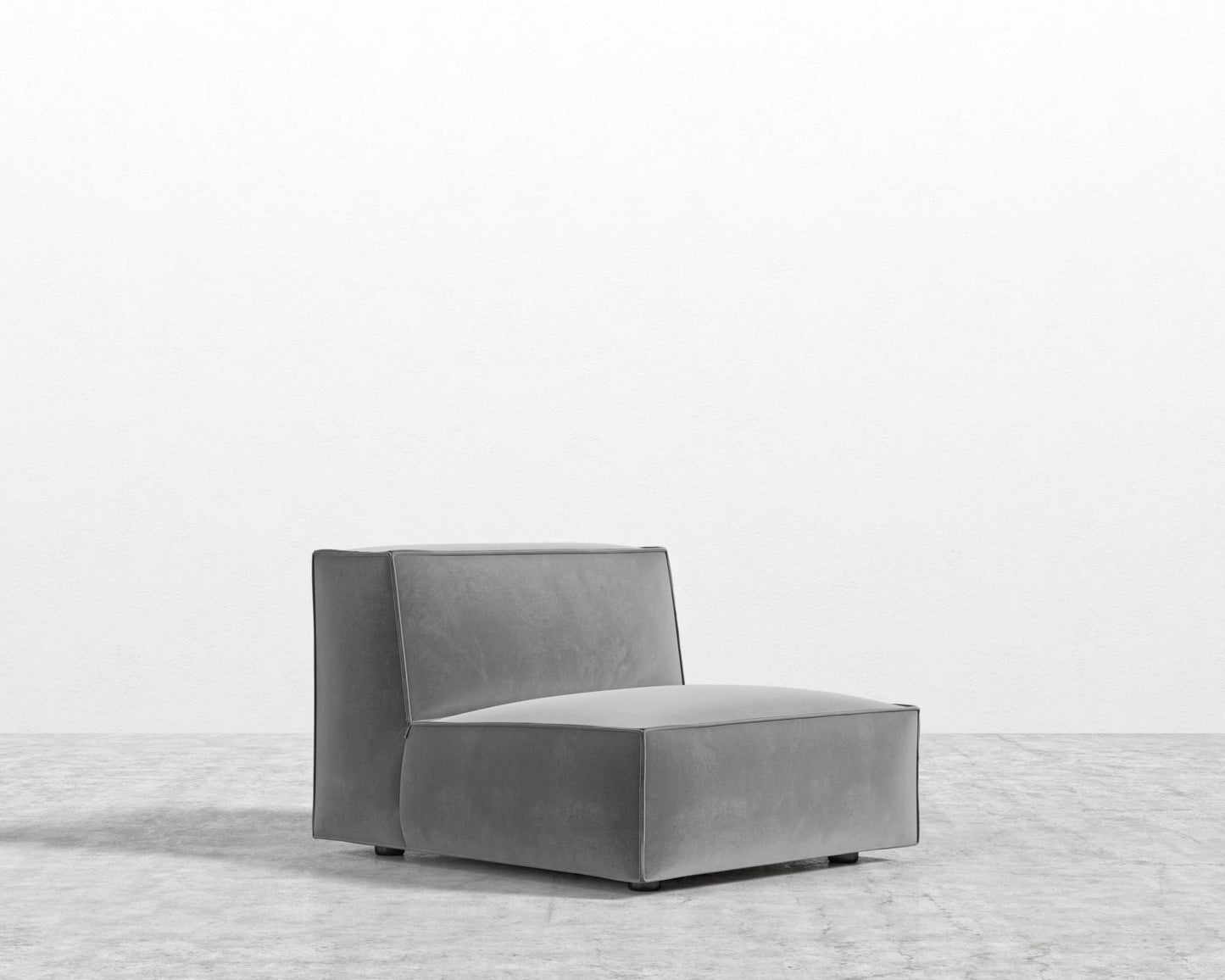 Porter Armless - Black Feet, Plush Velvet - Glacier Grey