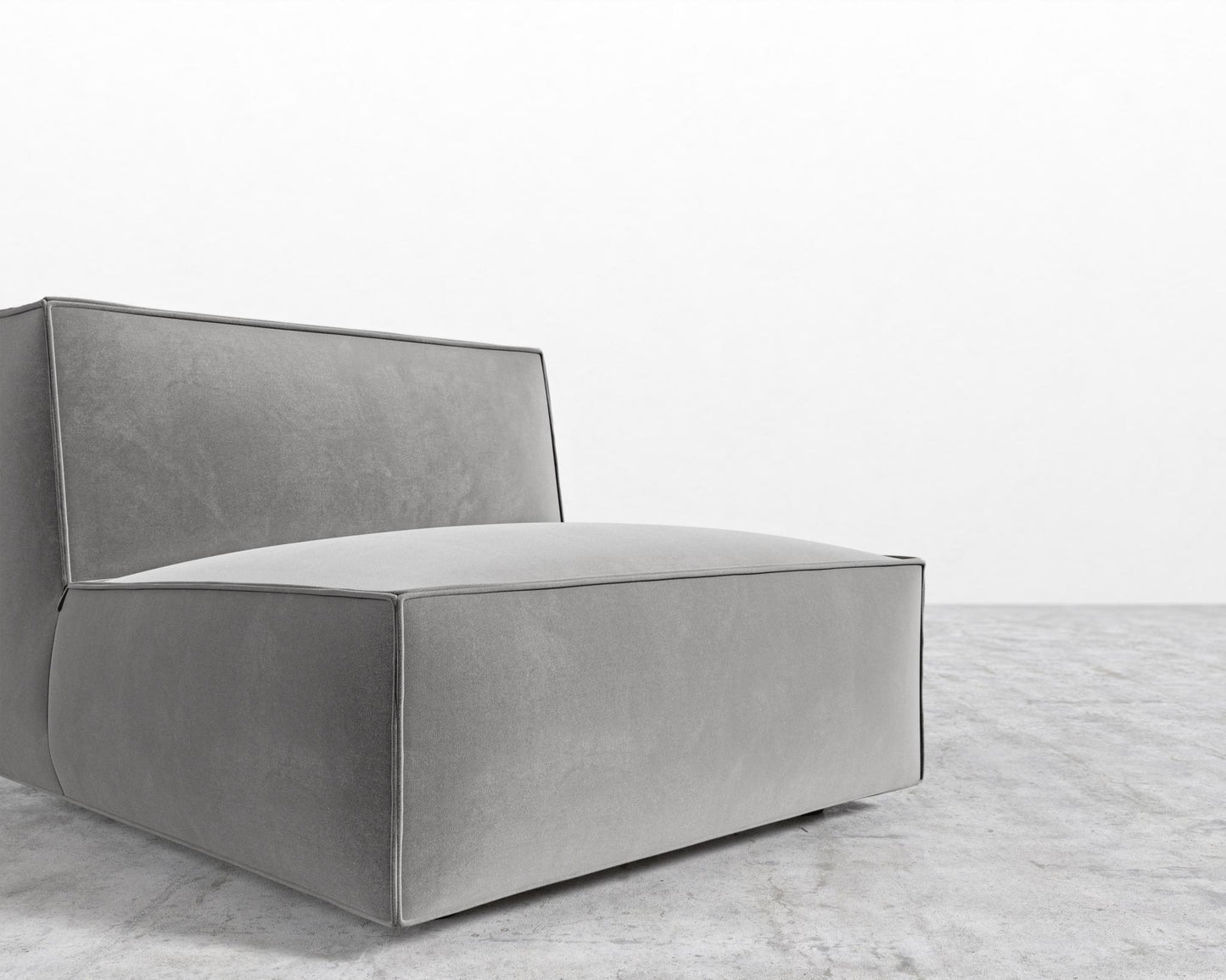 Porter Armless - Black Feet, Plush Velvet - Glacier Grey