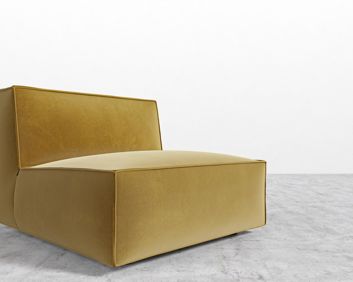 Porter Armless - Black Feet, Plush Velvet - Golden Beryl