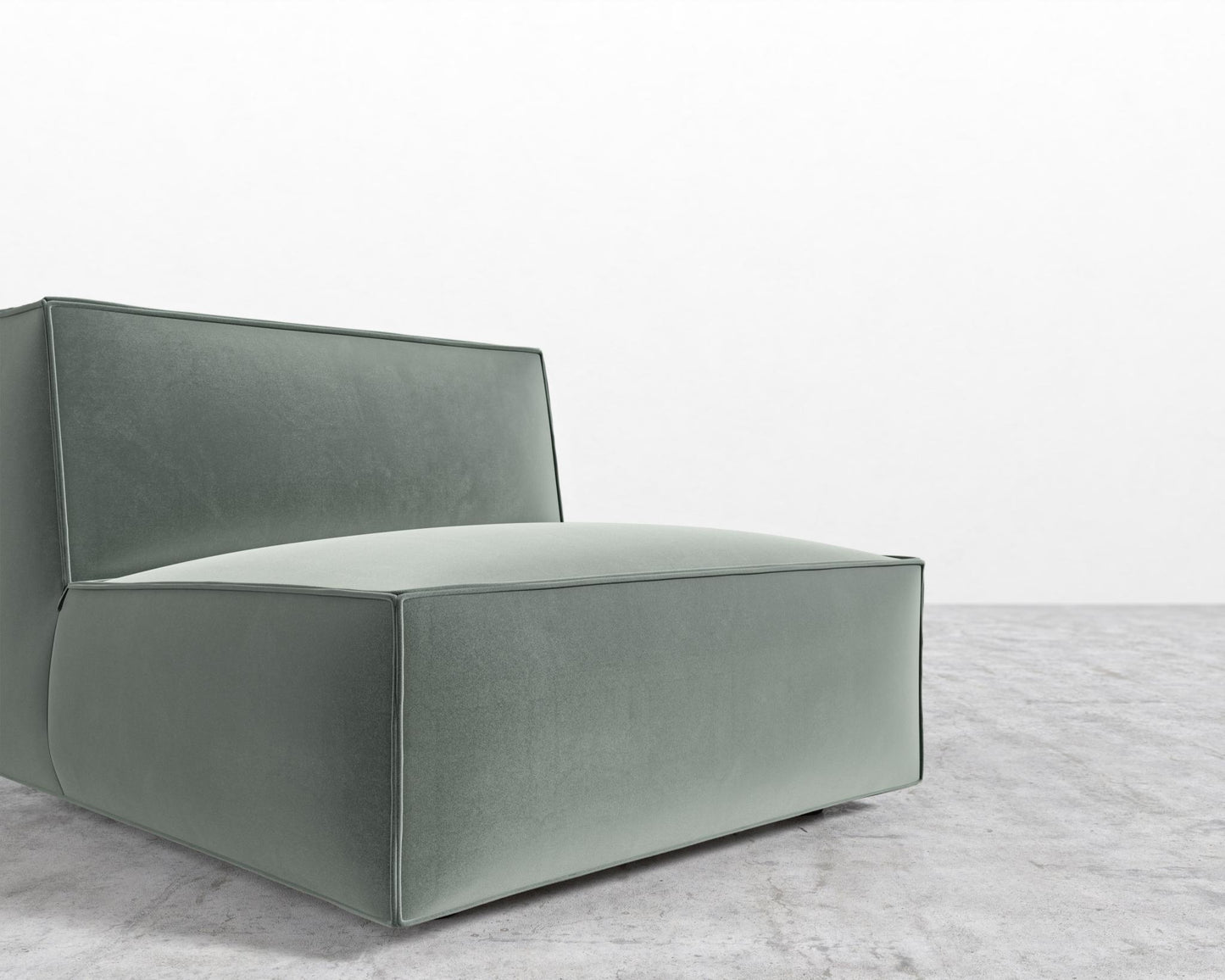 Porter Armless - Black Feet, Plush Velvet - Moonstone