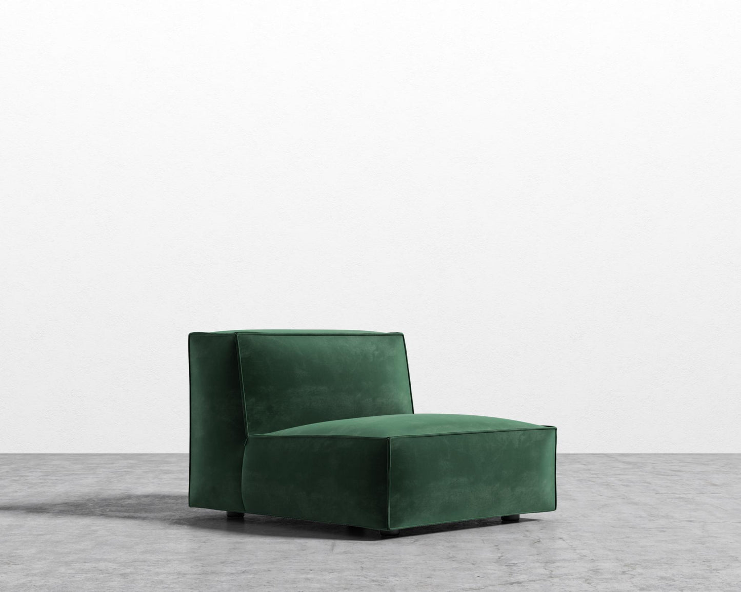 Porter Armless - Black Feet, Plush Velvet - Moss