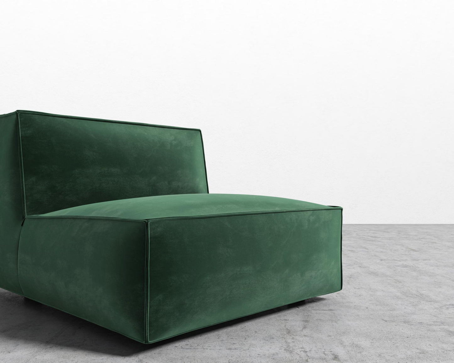 Porter Armless - Black Feet, Plush Velvet - Moss