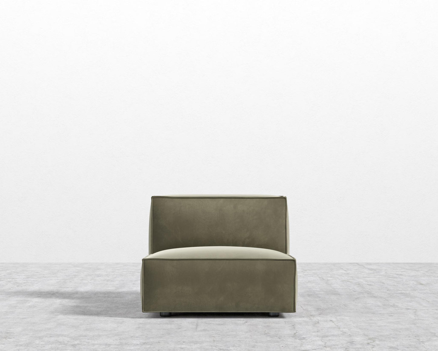 Porter Armless - Signature Plush Velvet - Olive Green, Black Feet