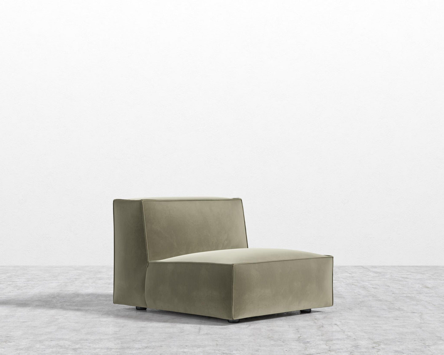 Porter Armless - Signature Plush Velvet - Olive Green, Black Feet