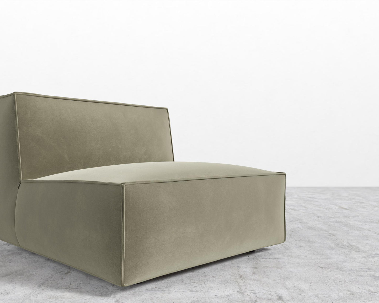 Porter Armless - Signature Plush Velvet - Olive Green, Black Feet