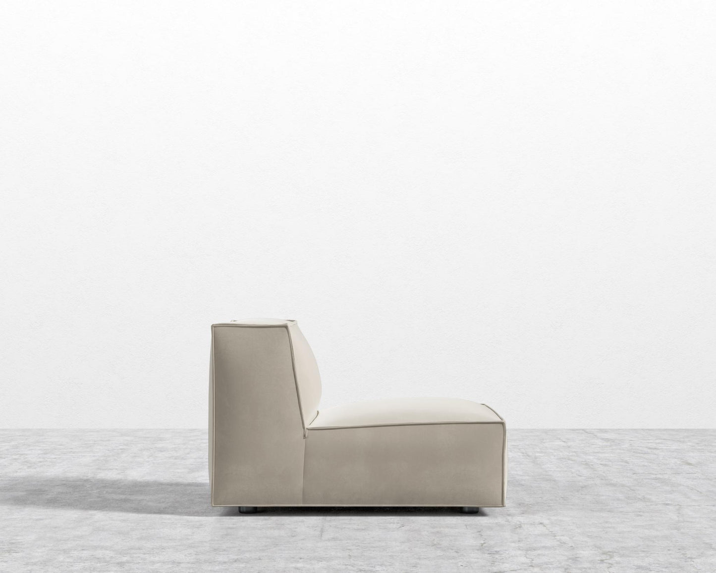 Porter Armless - Black Feet, Signature Plush Velvet - Warm Taupe