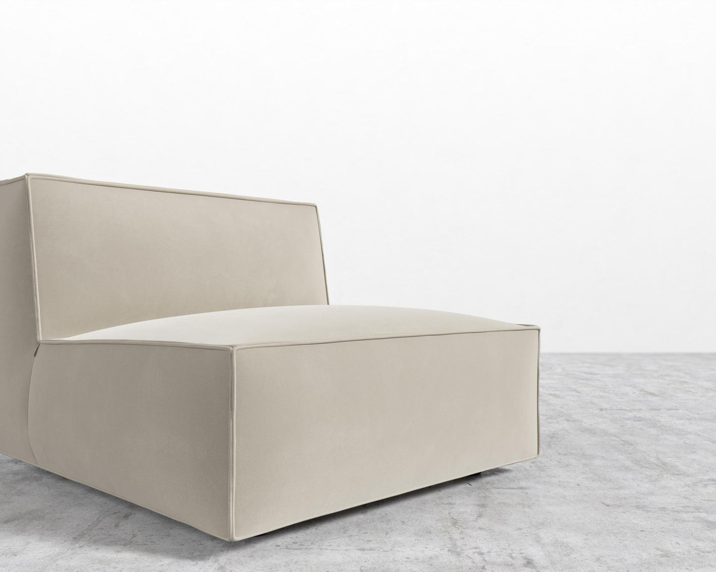 Porter Armless - Black Feet, Signature Plush Velvet - Warm Taupe