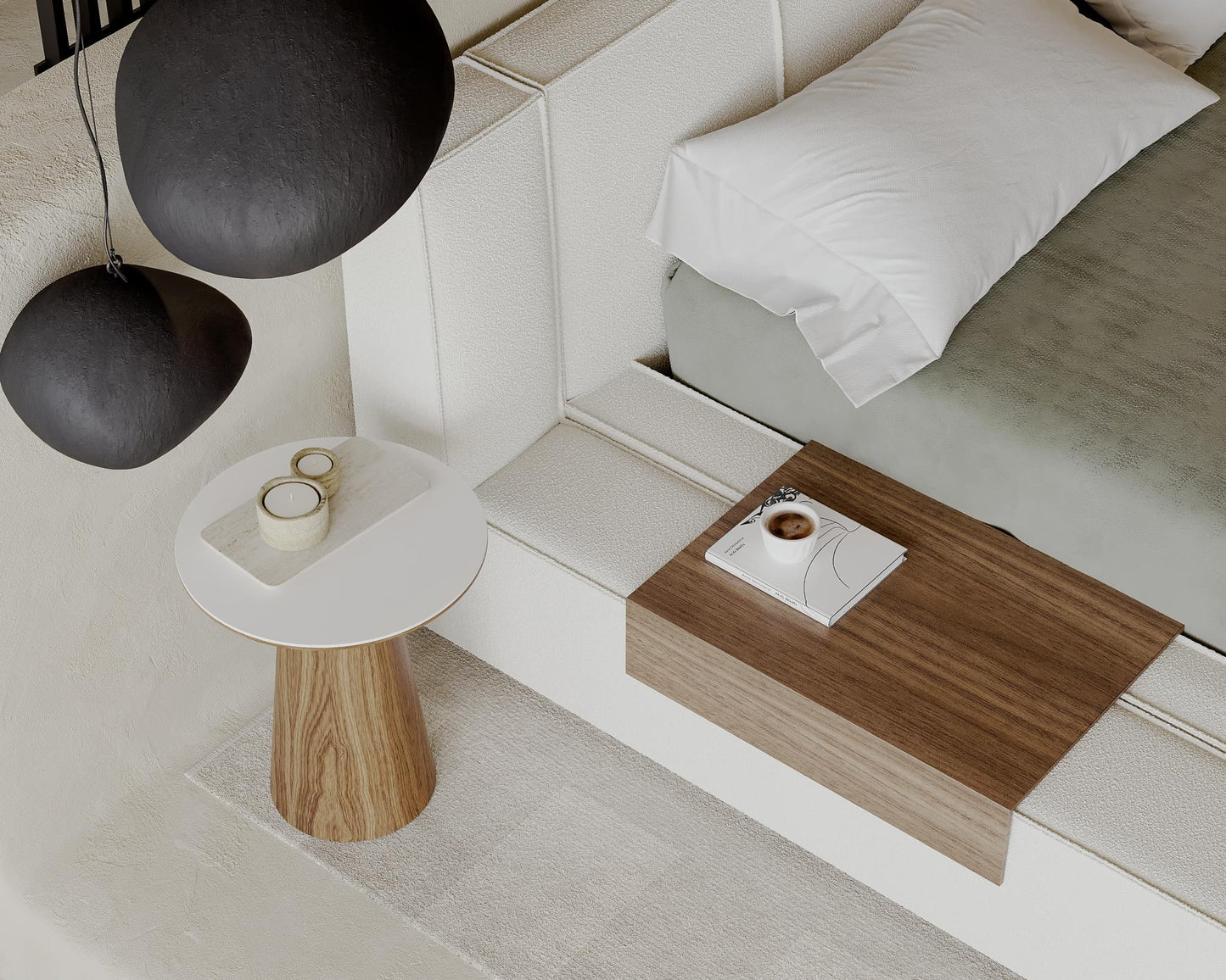 Porter Bed - Extension with Walnut Side Table