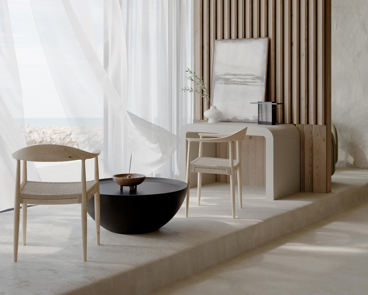 Round Chair Woven - Natural Scene