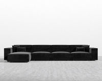 Porter Extended Sectional - Black Feet, Left-Hand-Facing, Plush Velvet - Black