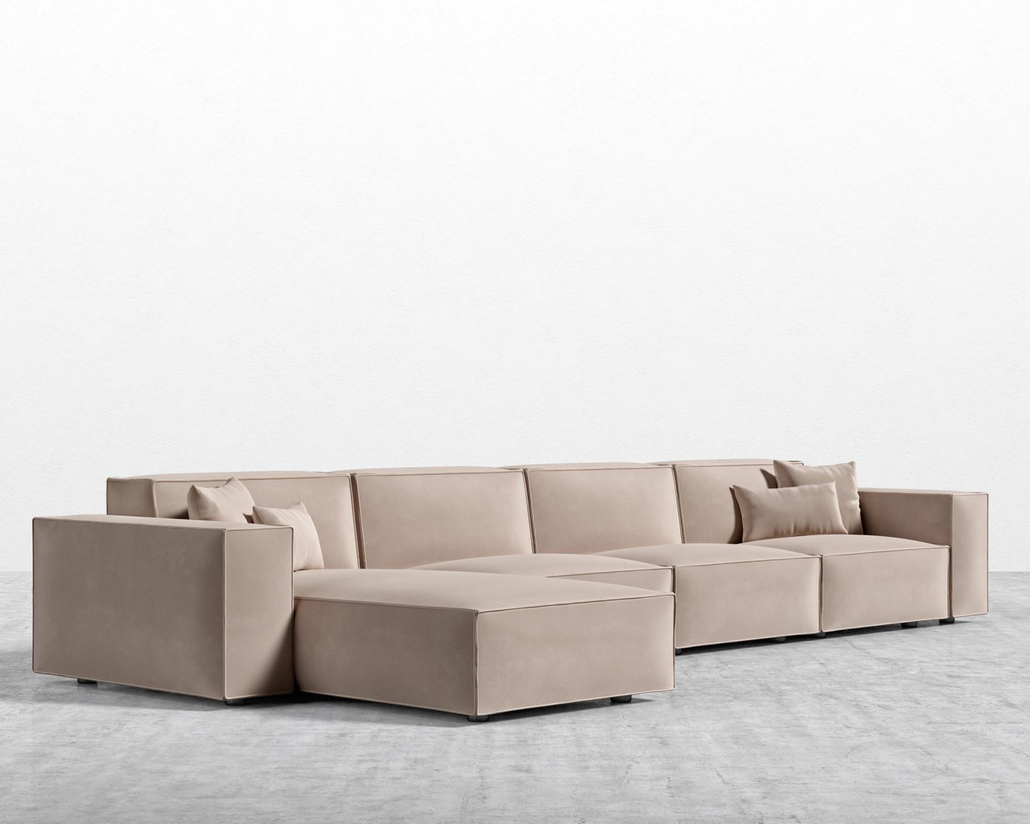 Porter Extended Sectional - Black Feet, Left-Hand-Facing, Plush Velvet - Blush
