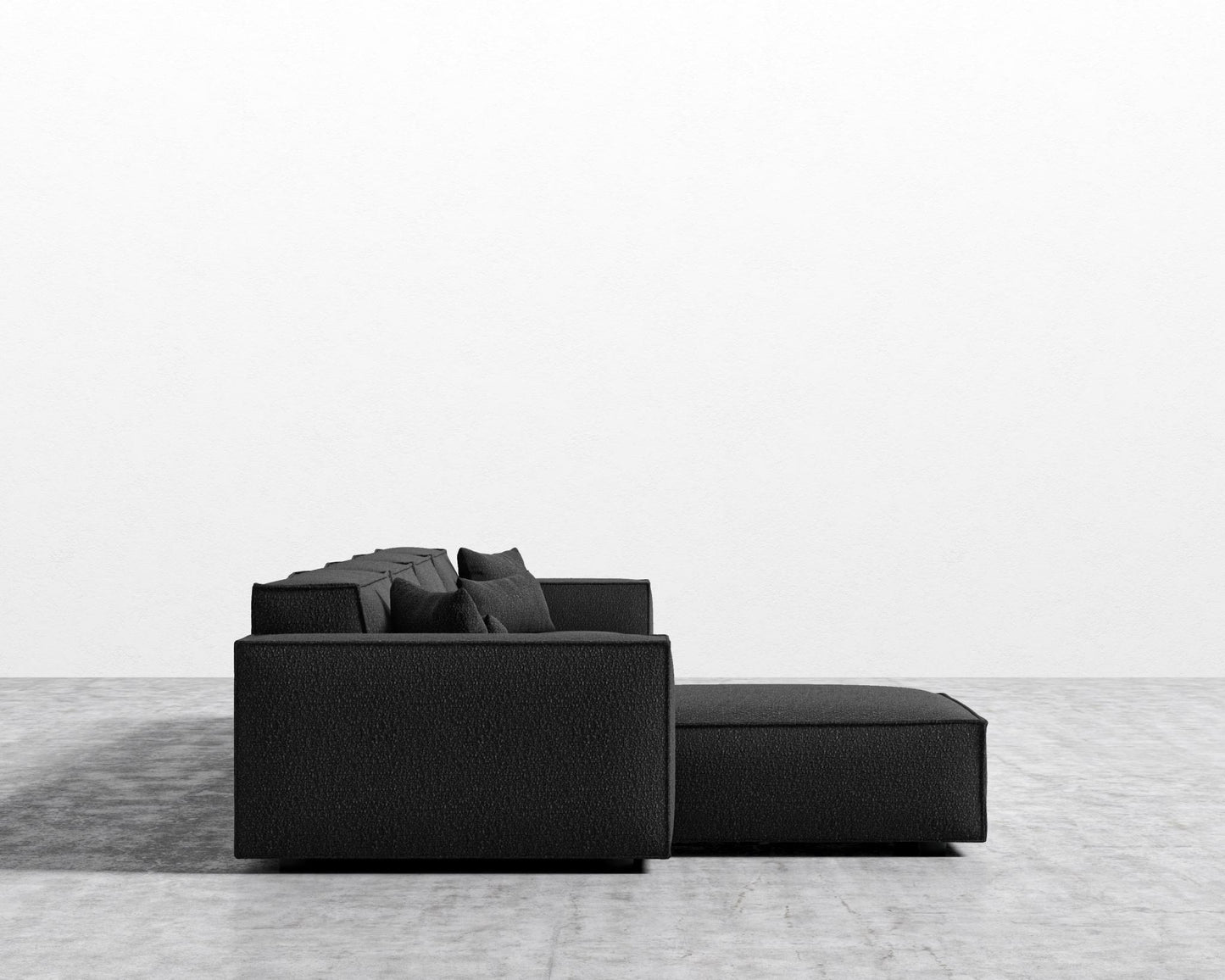Porter Extended Sectional - Black Feet, Left-Hand-Facing, Chatou Bouclé - Caviar