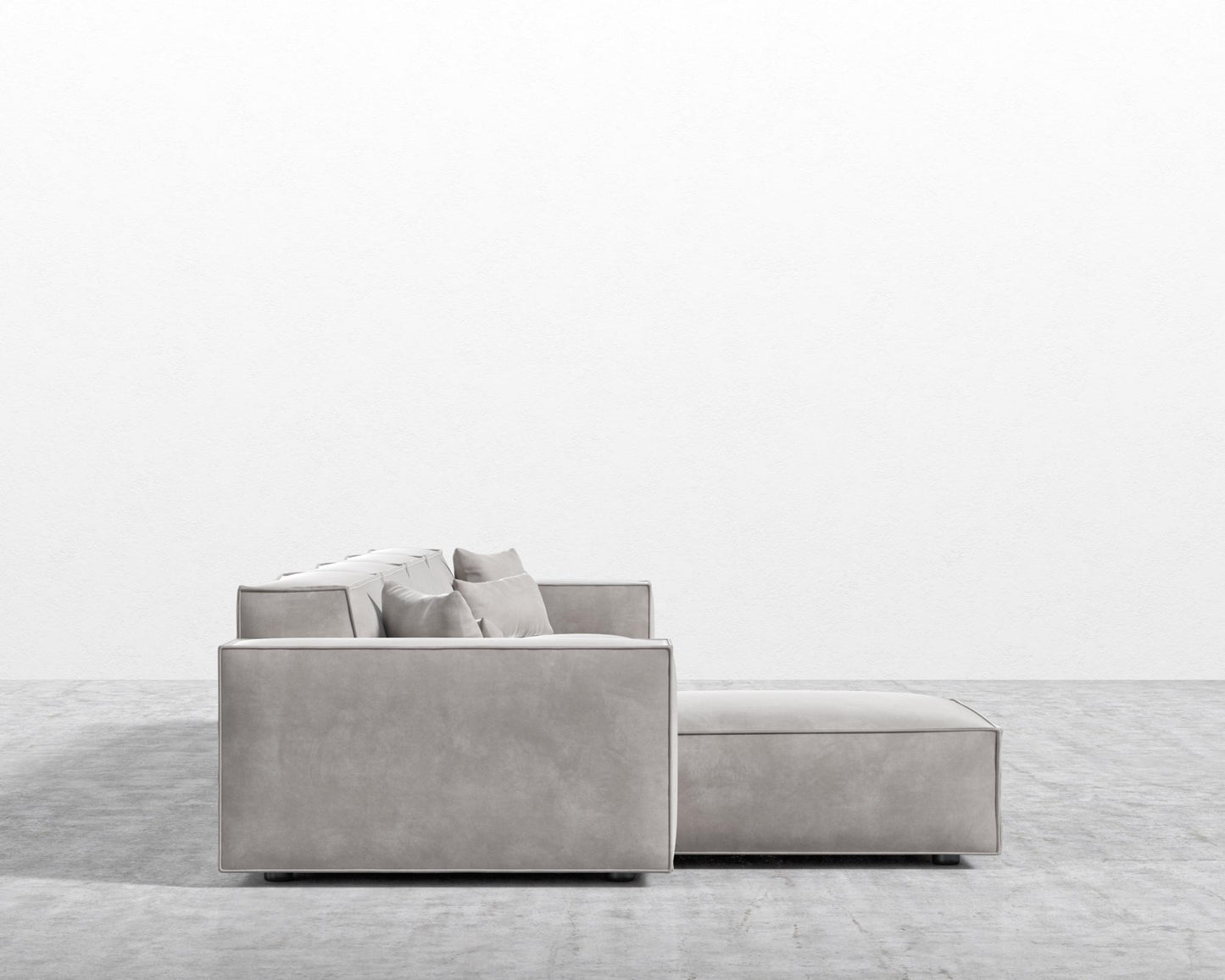 Porter Extended Sectional - Black Feet, Venice Vegan Suede - Chiffon, Left-Hand-Facing