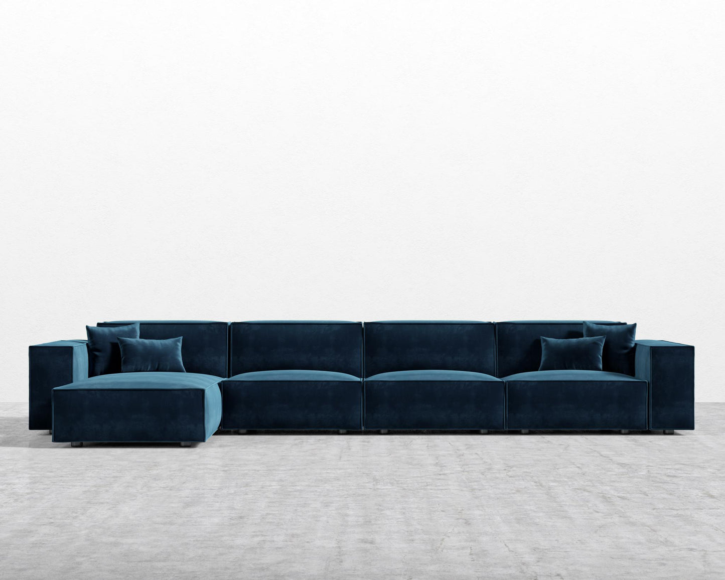 Porter Extended Sectional - Black Feet, Left-Hand-Facing, Plush Velvet - Cobalt