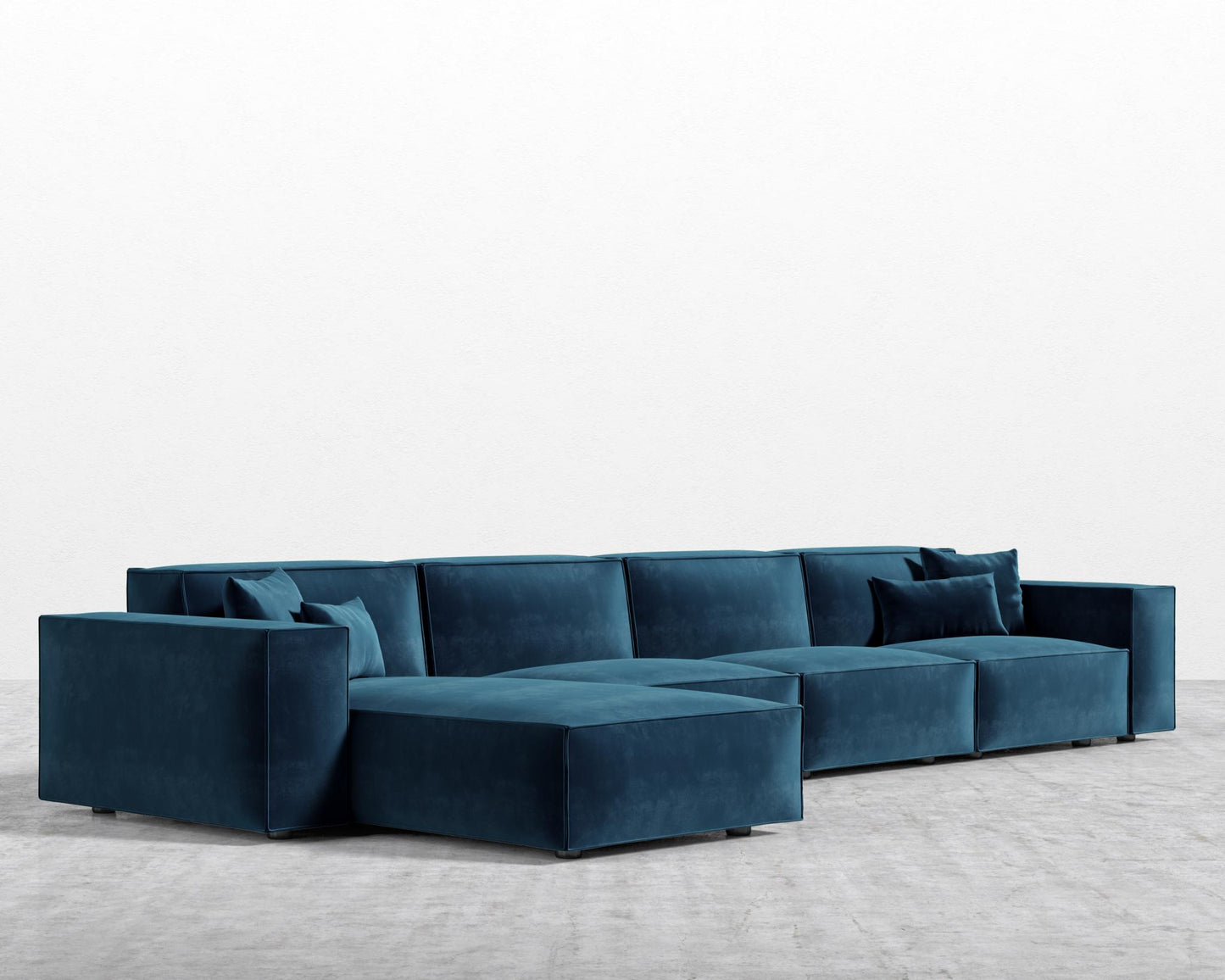 Porter Extended Sectional - Black Feet, Left-Hand-Facing, Plush Velvet - Cobalt