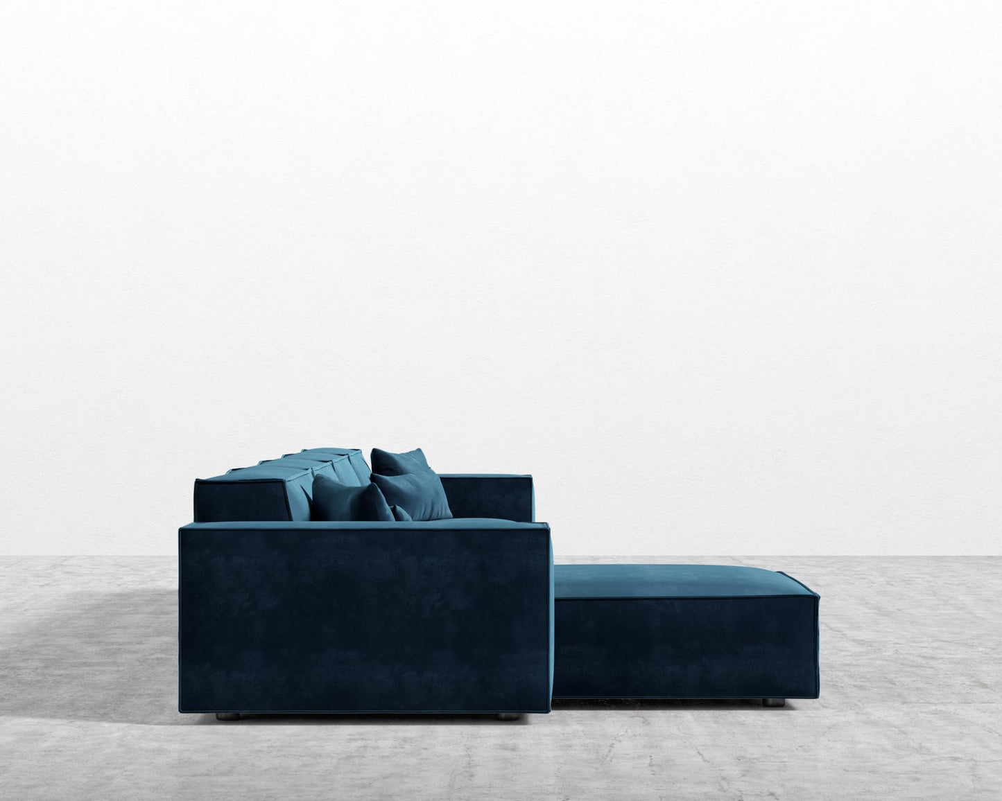 Porter Extended Sectional - Black Feet, Left-Hand-Facing, Plush Velvet - Cobalt