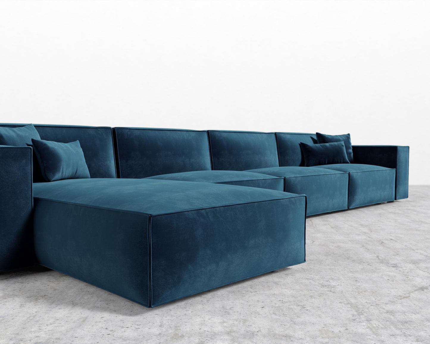 Porter Extended Sectional - Black Feet, Left-Hand-Facing, Plush Velvet - Cobalt