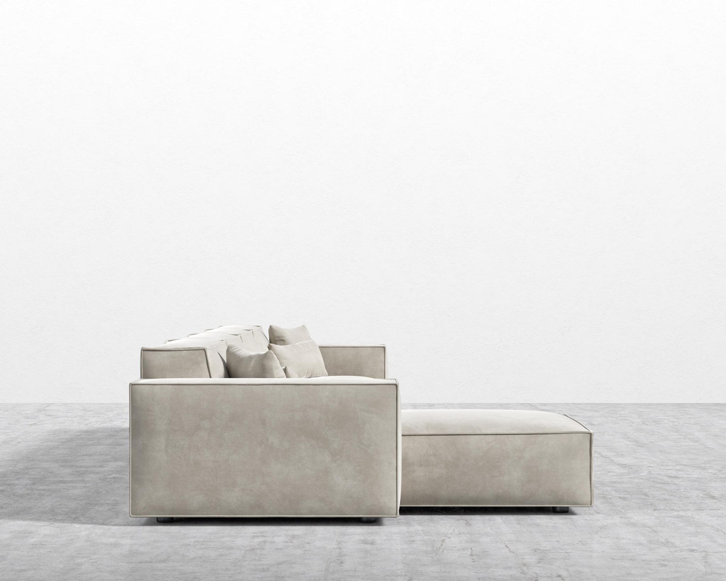 Porter Extended Sectional - Black Feet, Venice Vegan Suede - Latte, Left-Hand-Facing