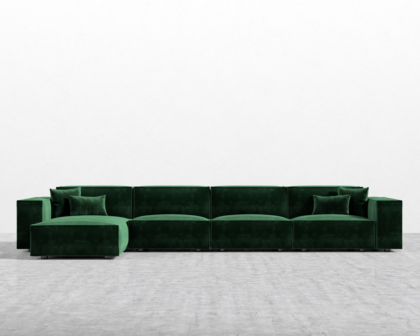 Porter Extended Sectional - Black Feet, Left-Hand-Facing, Plush Velvet - Moss