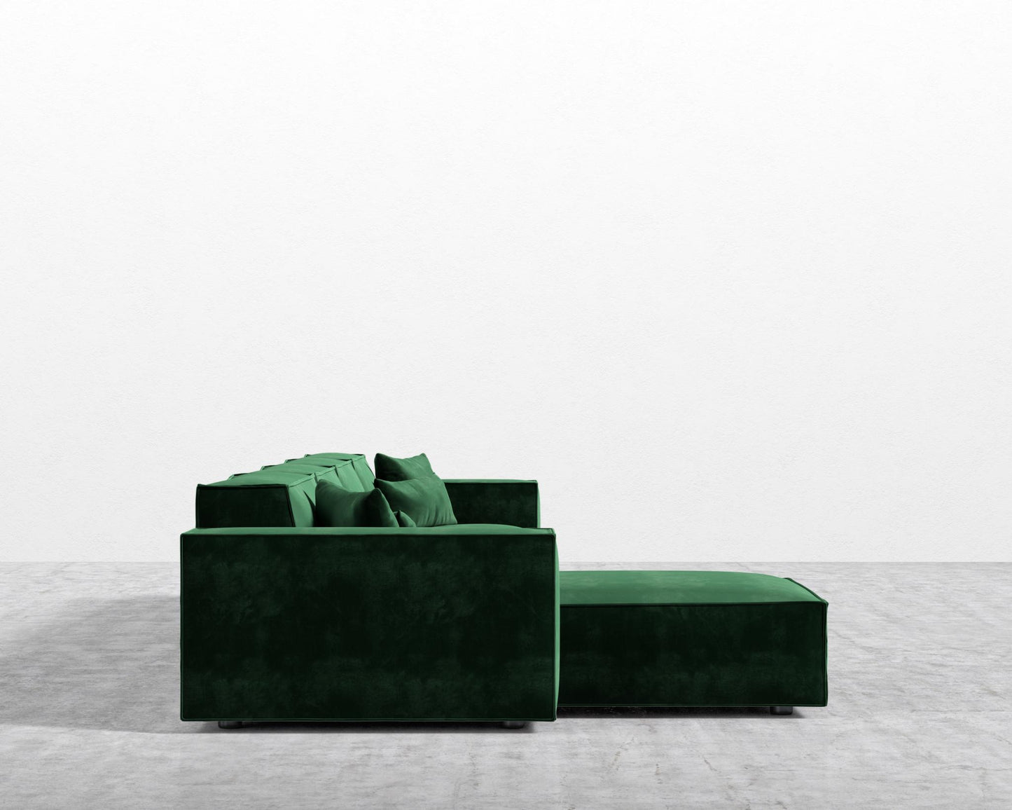 Porter Extended Sectional - Black Feet, Left-Hand-Facing, Plush Velvet - Moss
