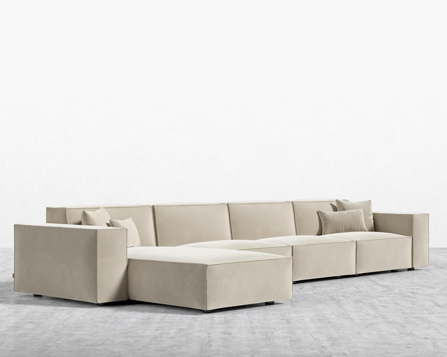 Porter Extended Sectional - Black Feet, Signature Plush Velvet - Warm Taupe, Left-Hand-Facing