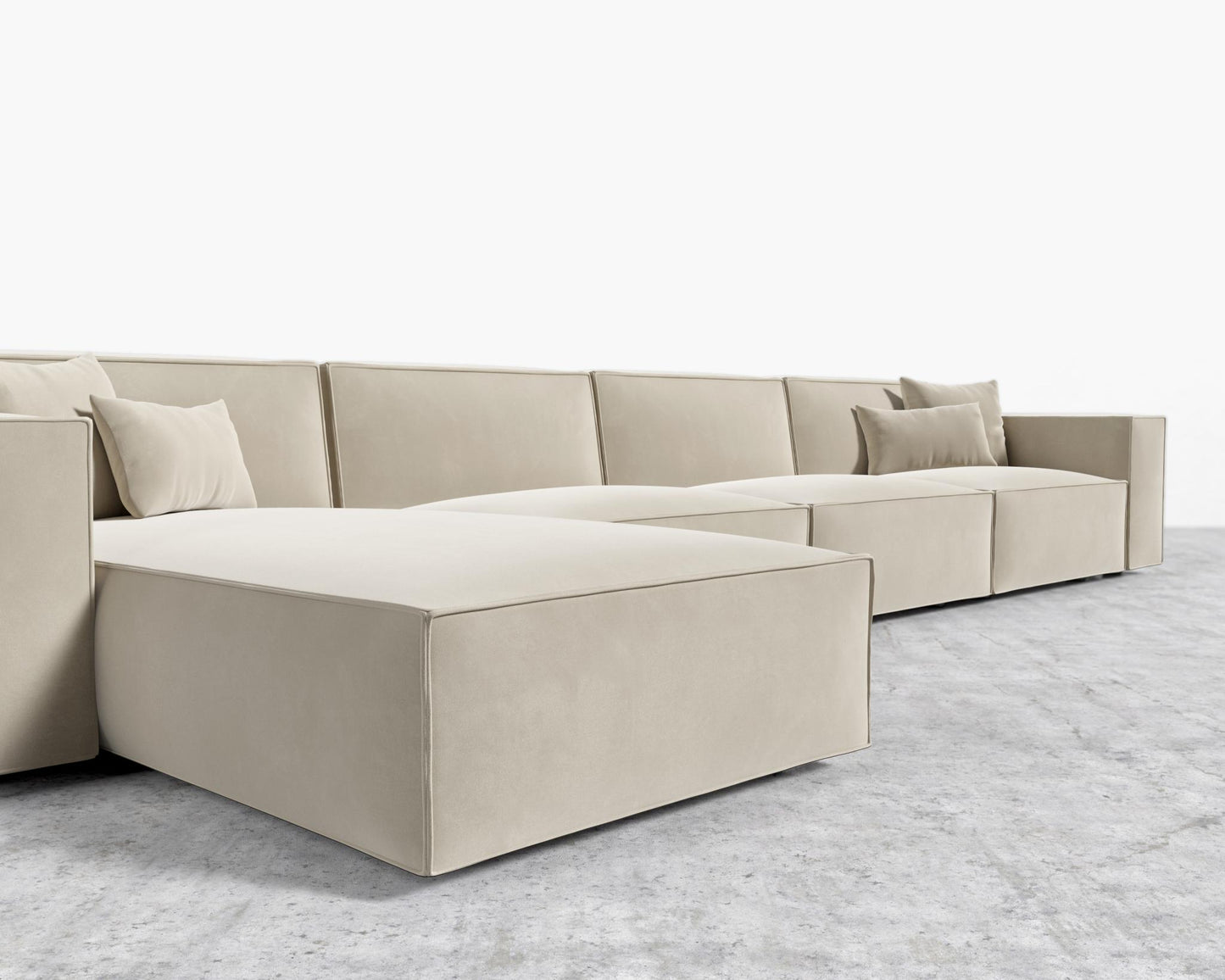 Porter Extended Sectional - Black Feet, Signature Plush Velvet - Warm Taupe, Left-Hand-Facing