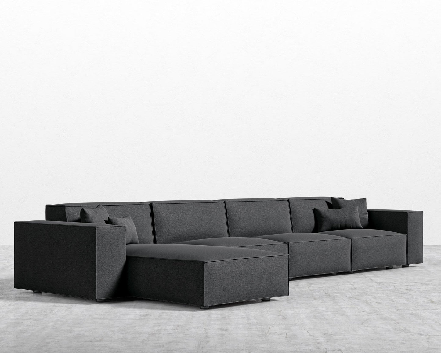 Porter Extended Sectional - Black Feet, Left-Hand-Facing, Modern Felt - Stockholm