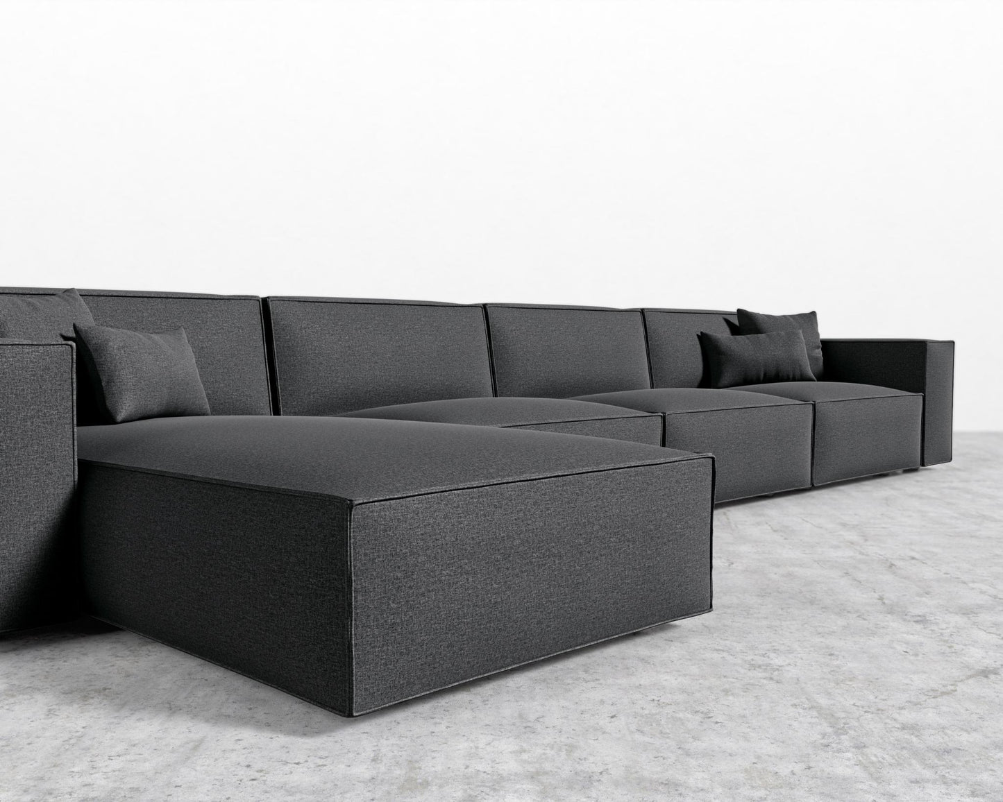 Porter Extended Sectional - Black Feet, Left-Hand-Facing, Modern Felt - Stockholm