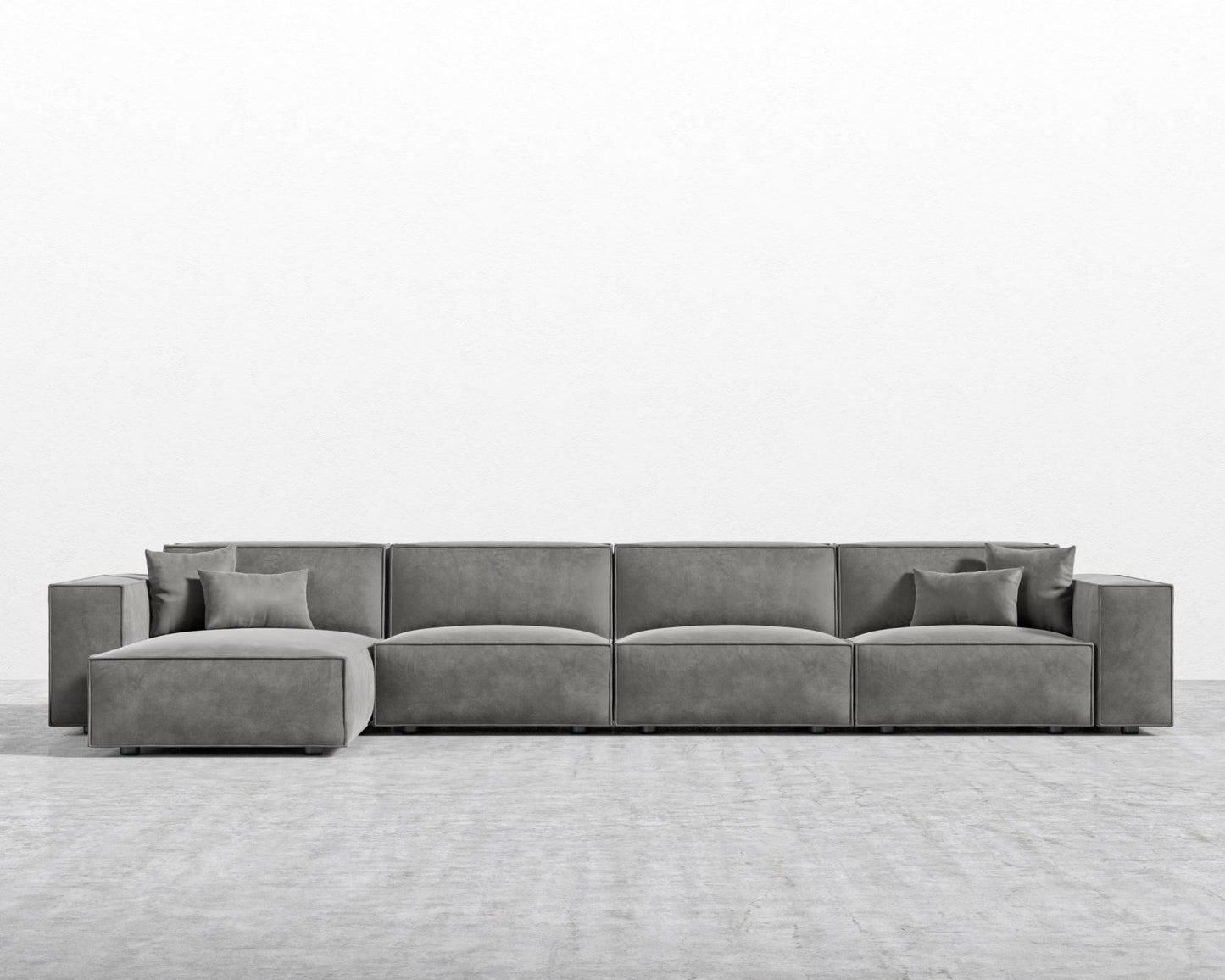 Porter Extended Sectional - Black Feet, Venice Vegan Suede - Strato, Left-Hand-Facing
