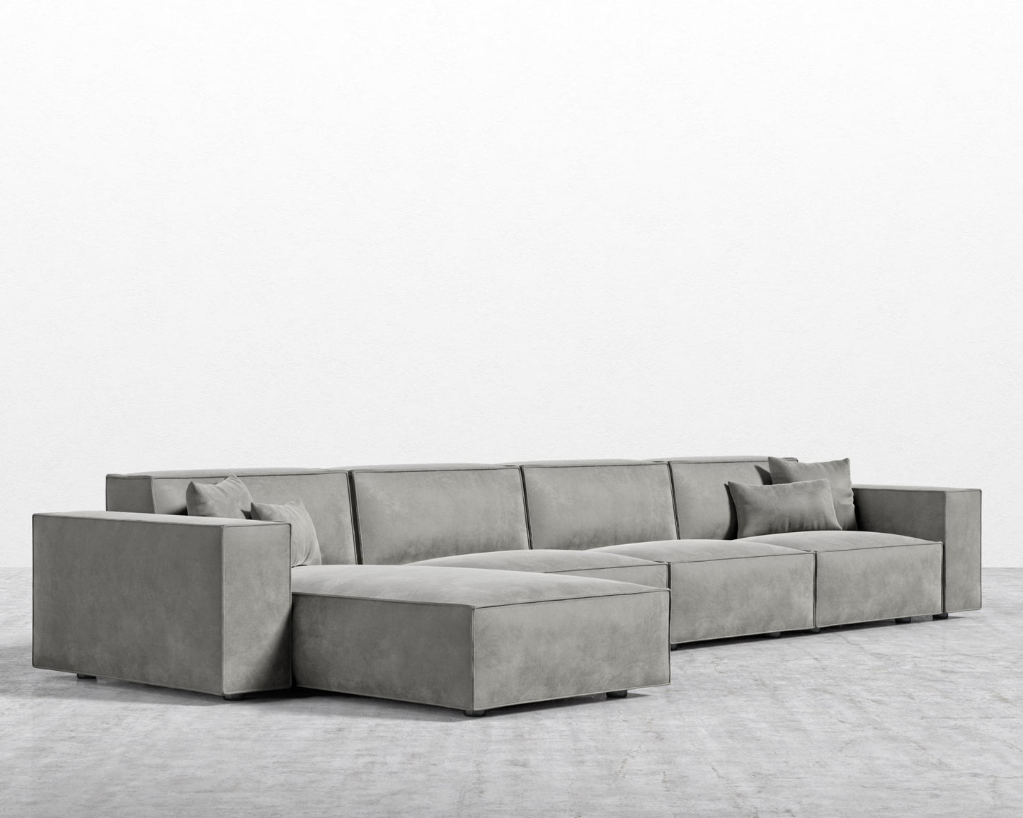 Porter Extended Sectional - Black Feet, Venice Vegan Suede - Strato, Left-Hand-Facing