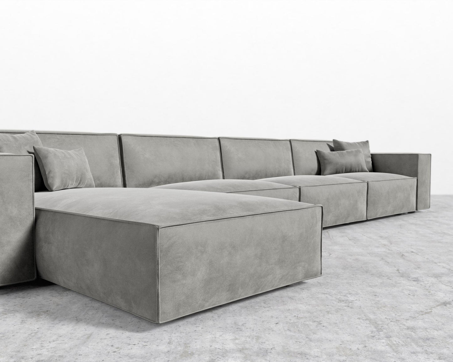 Porter Extended Sectional - Black Feet, Venice Vegan Suede - Strato, Left-Hand-Facing