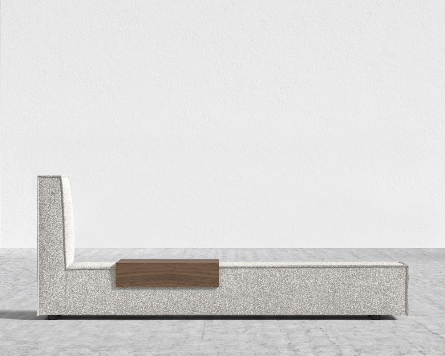 Porter Bed - Extension with Walnut Side Table - King, Chatou Bouclé - Pearl