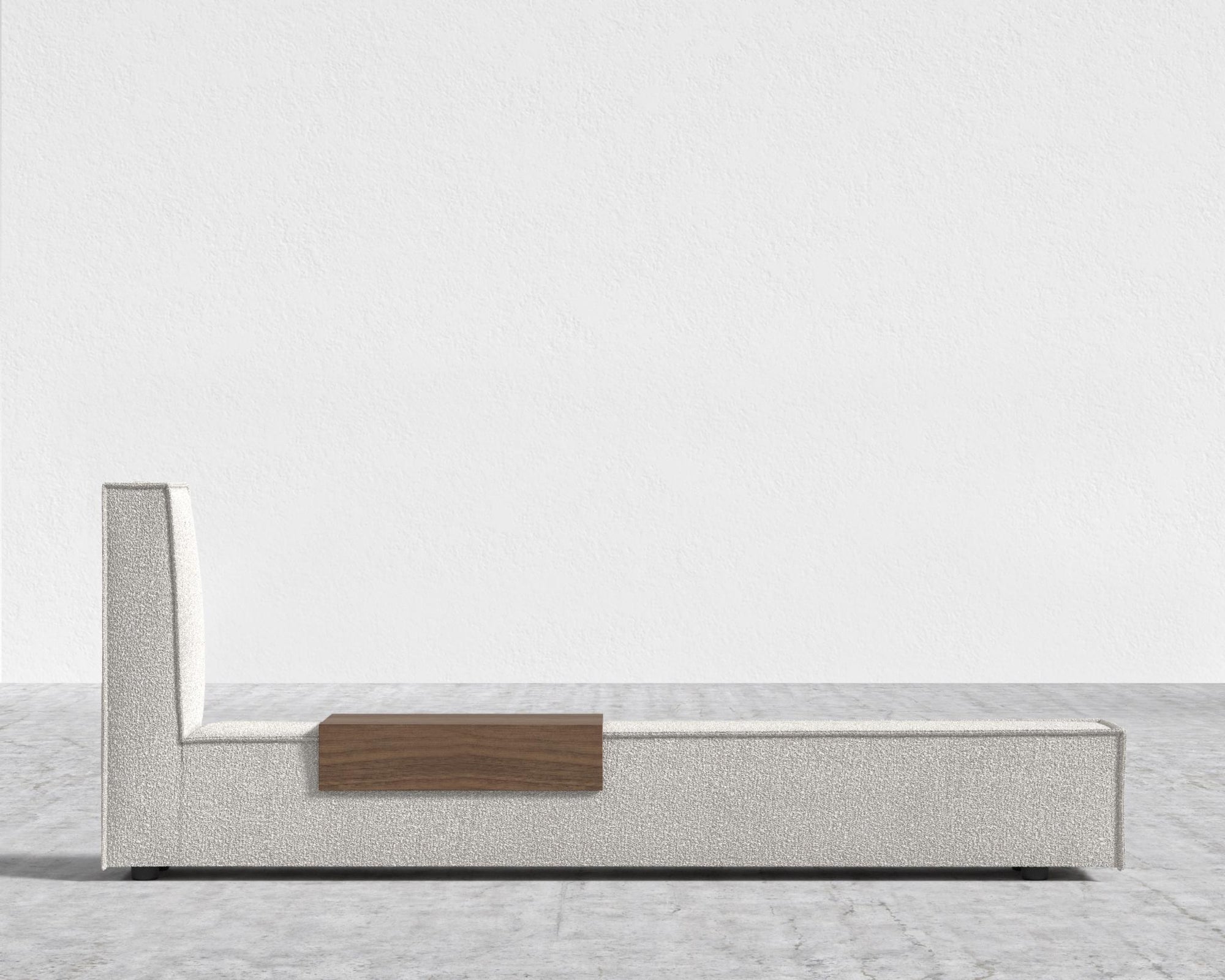 Porter Bed - Extension with Walnut Side Table - King, Chatou Bouclé - Pearl