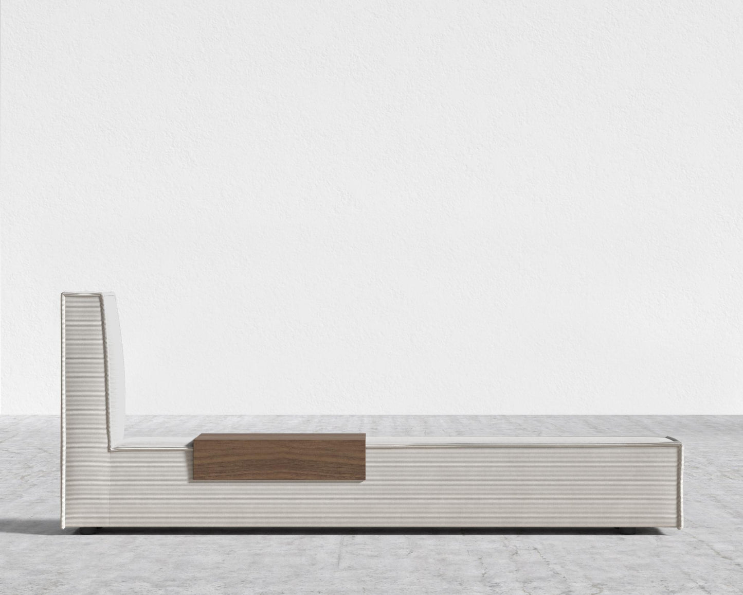 Porter Bed - Extension with Walnut Side Table - Corduroy Velvet - Clay, King