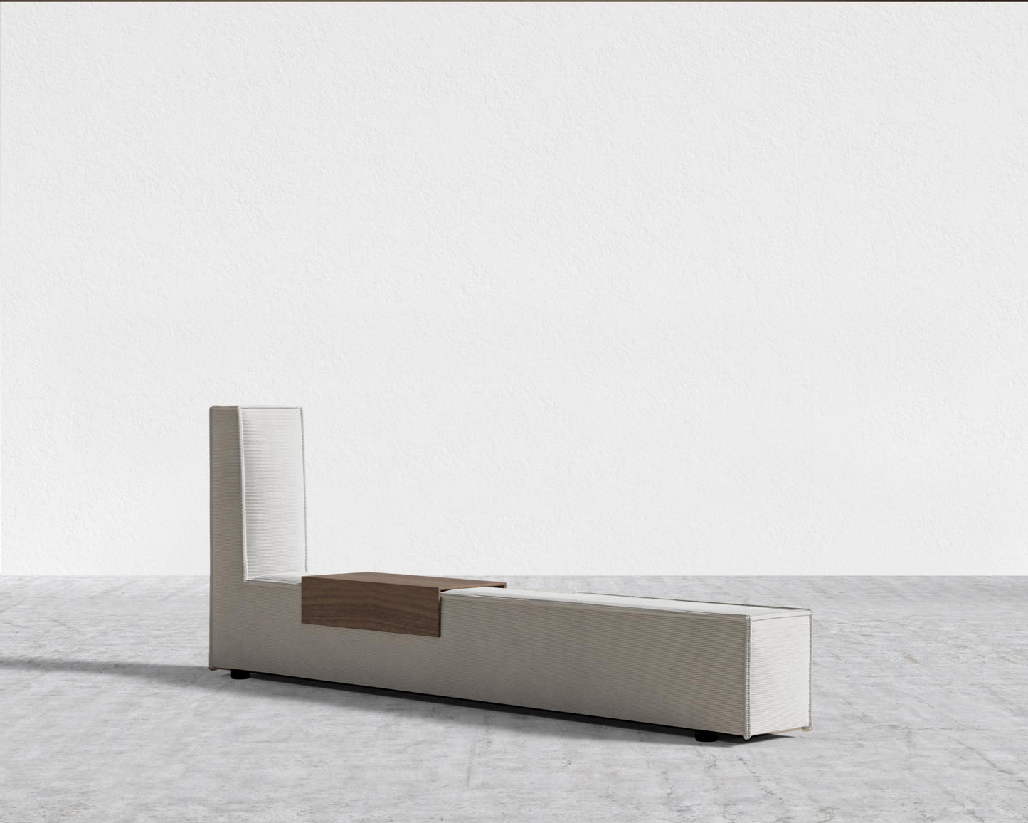 Porter Bed - Extension with Walnut Side Table - Corduroy Velvet - Clay, King