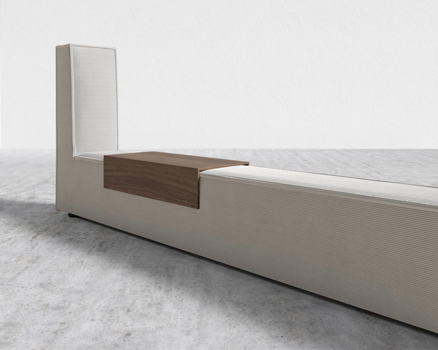 Porter Bed - Extension with Walnut Side Table - Corduroy Velvet - Clay, King