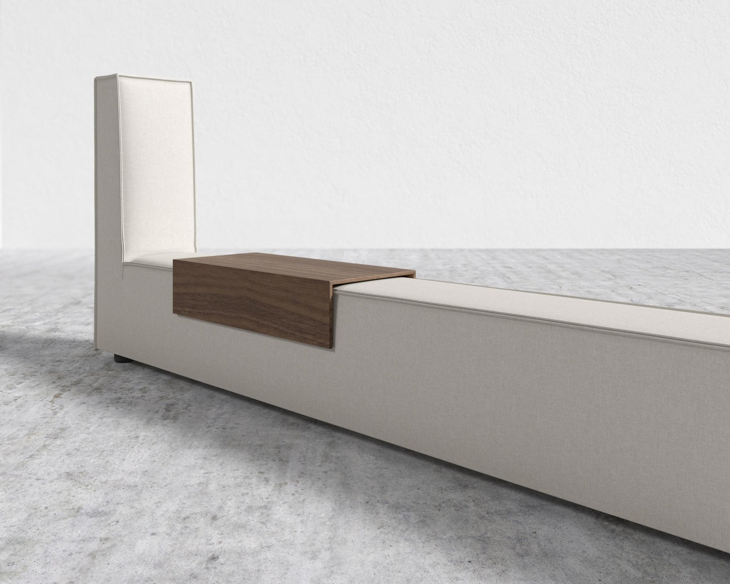 Porter Bed - Extension with Walnut Side Table - King, Modern Felt - Alesund