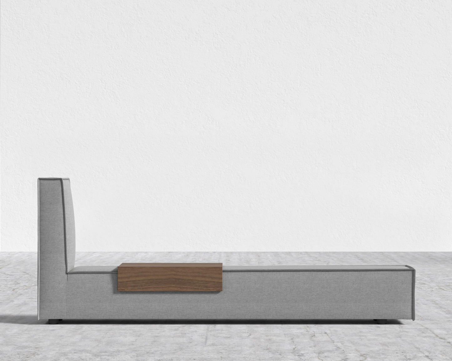 Porter Bed - Extension with Walnut Side Table - King, Modern Felt - Malmo