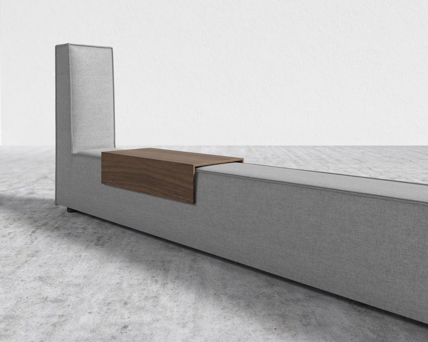 Porter Bed - Extension with Walnut Side Table - King, Modern Felt - Malmo