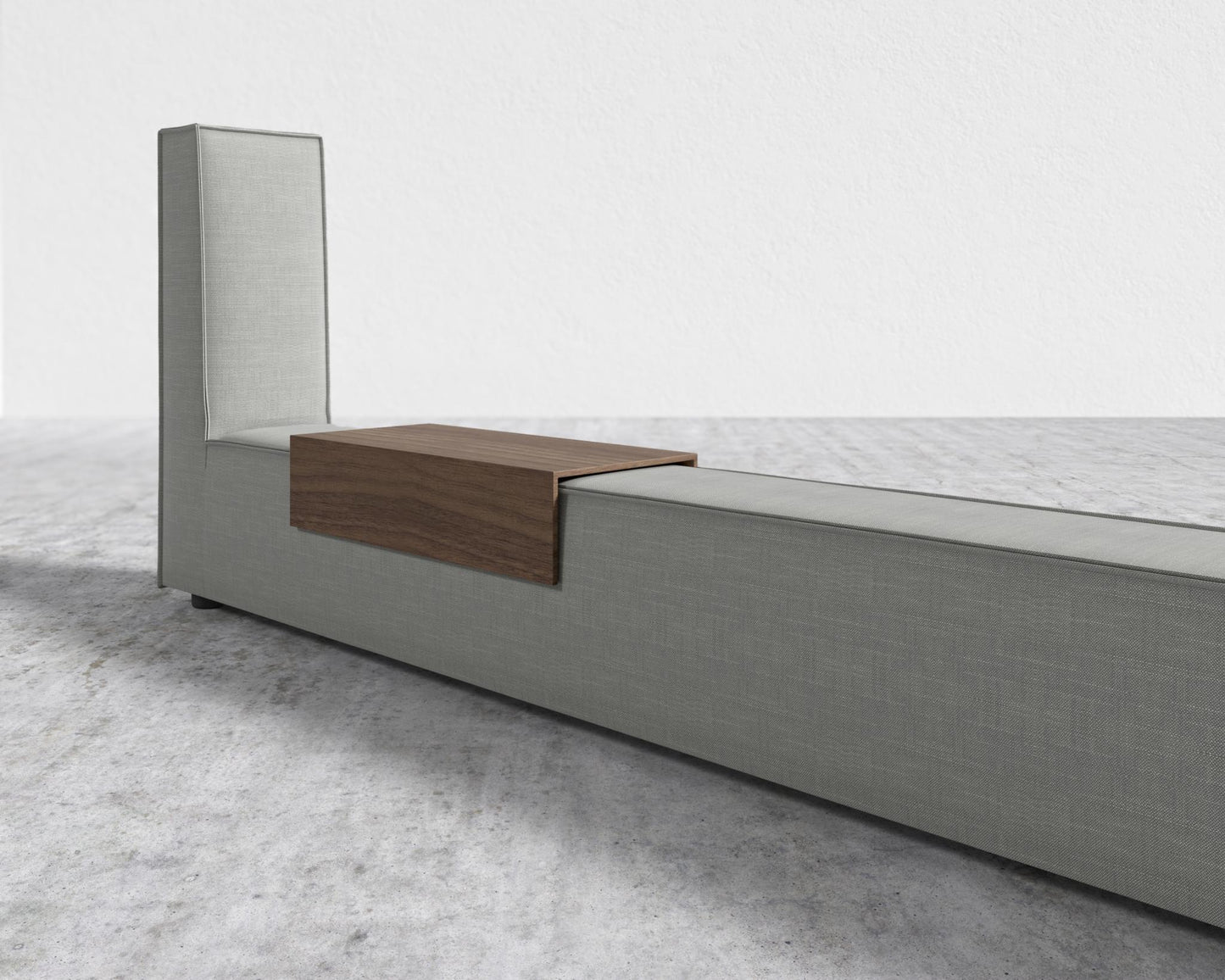 Porter Bed - Extension with Walnut Side Table - King, Performance Linen - Dove