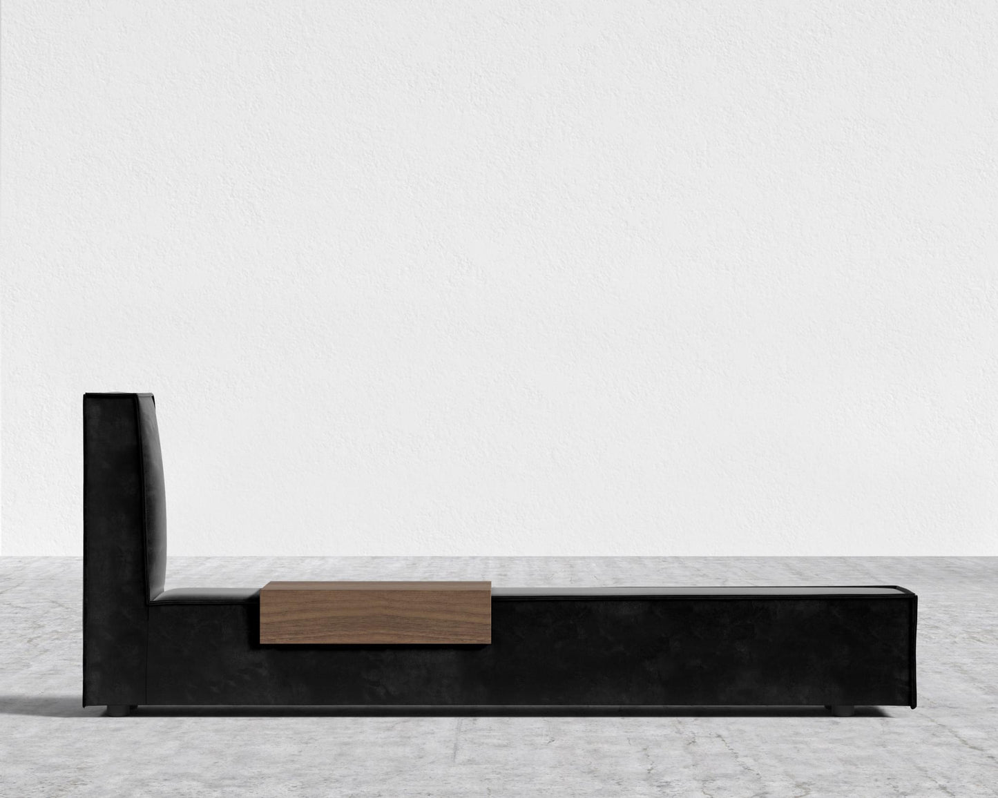 Porter Bed - Extension with Walnut Side Table - King, Plush Velvet - Black