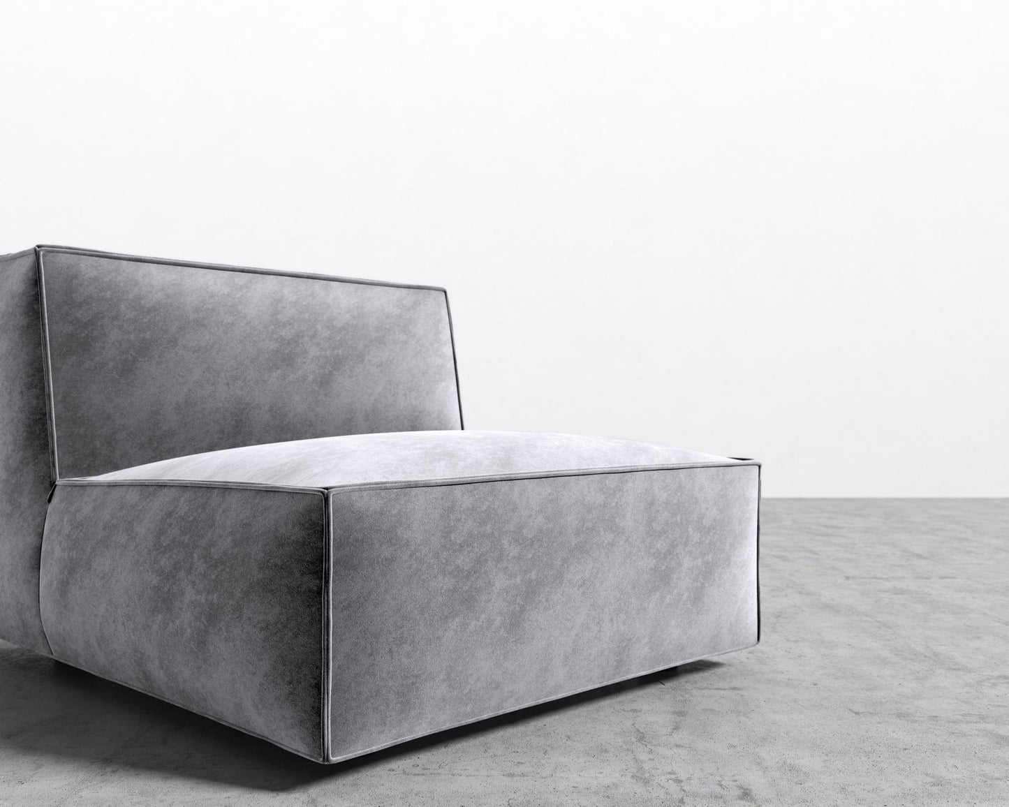 Porter Armless - Black Feet, Vintage Velvet - Glacier Grey